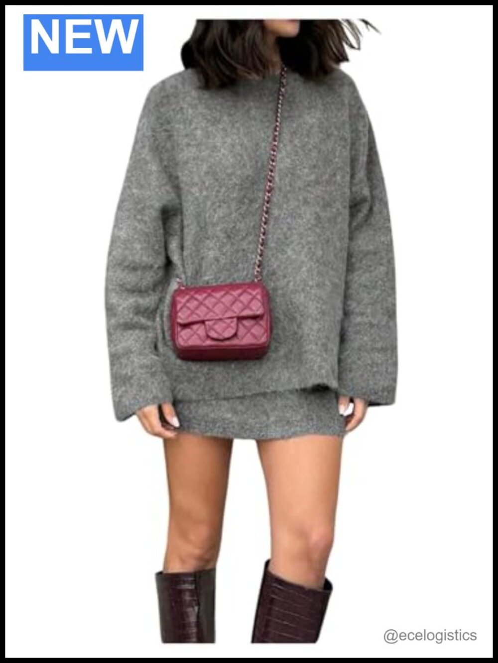 2 Piece Sweater and Mini Skirt Set Long Sleeve Crew Neck Fall Outfit